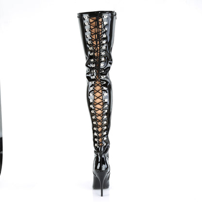 Pleaser SEDUCE-3063 Black Thigh High Boots - 5 Inch Heels