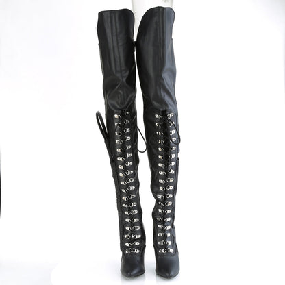 SEDUCE-3082 Pleaser Black Faux Leather 5 Inch Ladies Fetish Thigh Boots