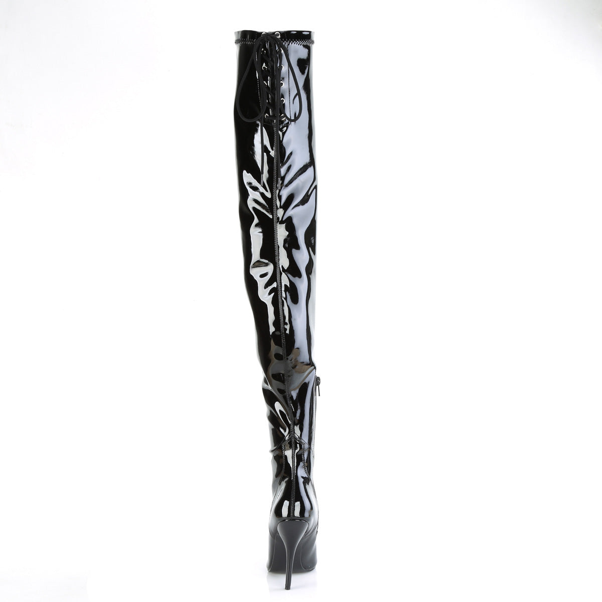 Pleaser SEDUCE-4000SLT Black Lace-Up Boots - 5 Inch Heels