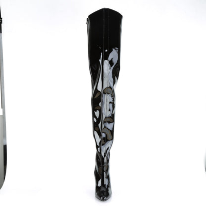 SEDUCE-4010 Chap Boots 5" Heel Black Patent Fetish Footwear