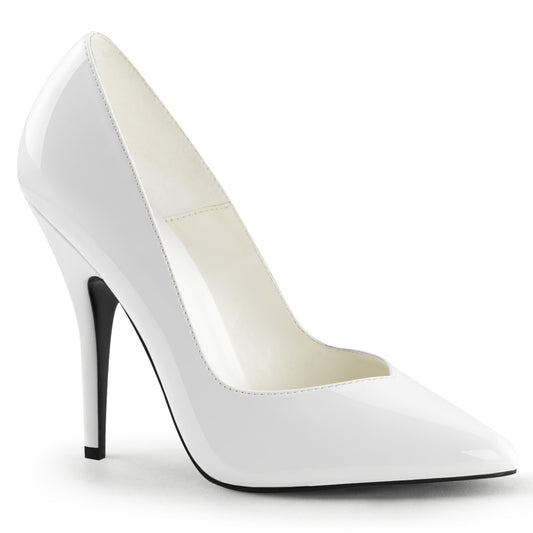 Pleaser SEDUCE-420V White Court Shoes - 5 Inch Heels