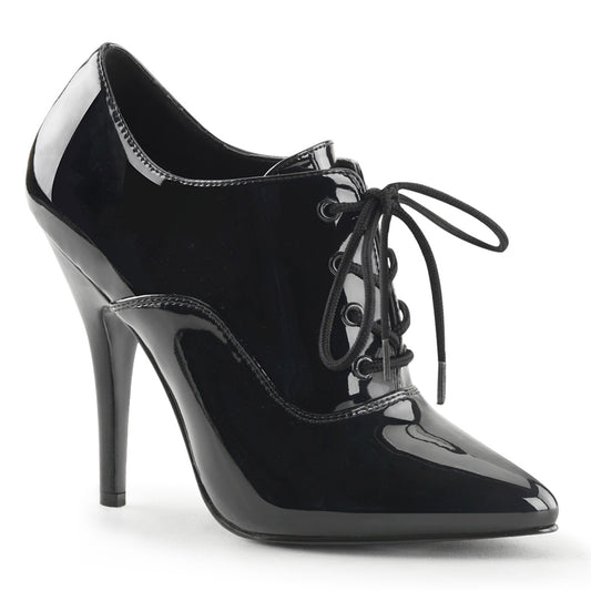 Pleaser SEDUCE-460 Black Lace-Up Oxford Shoes - 5 Inch Heels
