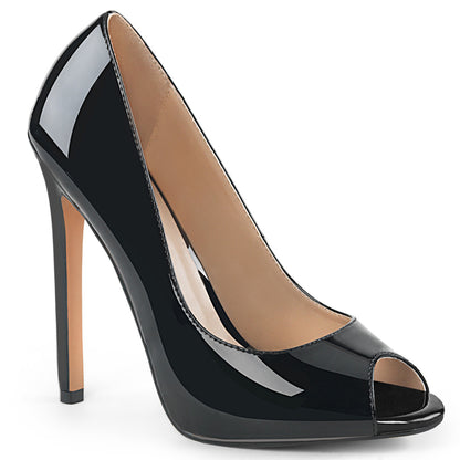 Pleaser SEXY-42 Black Peep Toe Court Shoes - 5 Inch Heels