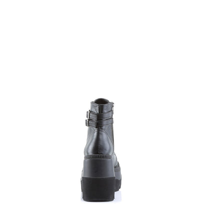Demonia SHAKER-52 Black Lace-Up Platform Ankle Boots