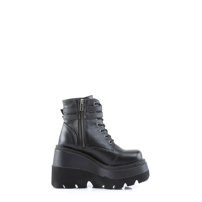 Demonia SHAKER-52 Black Lace-Up Platform Ankle Boots
