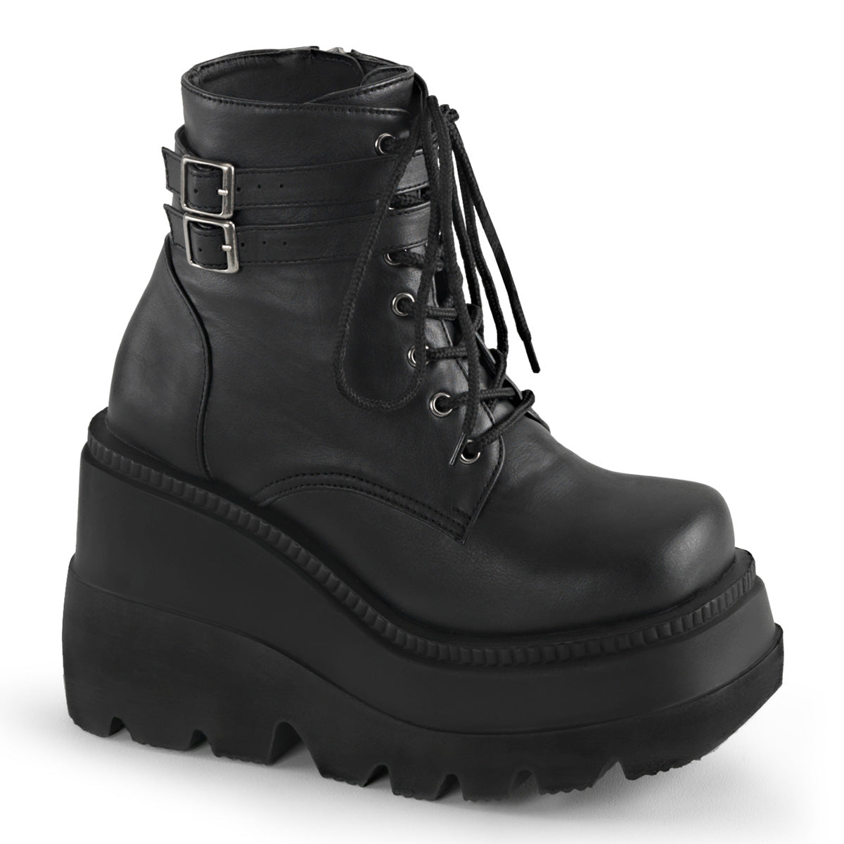 SHAKER-52 Demonia Cult Black Alternative Women's Ankle Boots Blk Vegan Leather