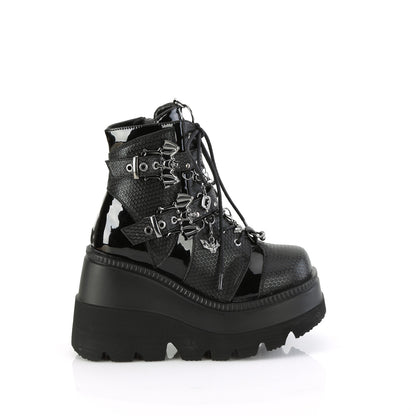 Demonia SHAKER-66 Black Lace-Up Platform Ankle Boots