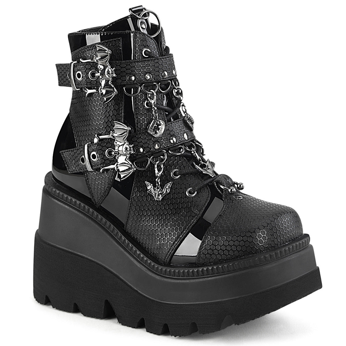 SHAKER-66 Demonia Cult Black Alternative Women's Ankle Boots