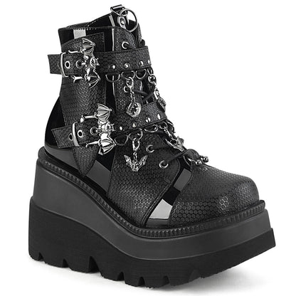 SHAKER-66 Demonia Cult Black Alternative Women's Ankle Boots Blk Vegan Leather