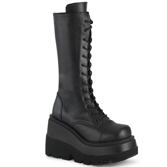 SHAKER-72 Demonia Cult Black Alternative Knee High Boots