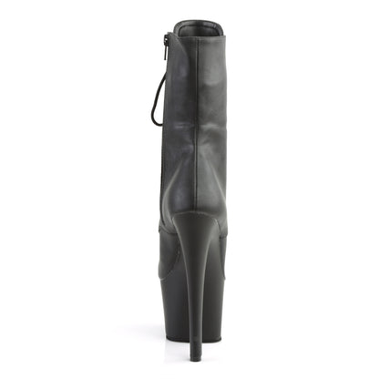 Pleaser SKY-1020 Black / Black Matte Lace-Up Platform Ankle Boots - 7 Inch Heels