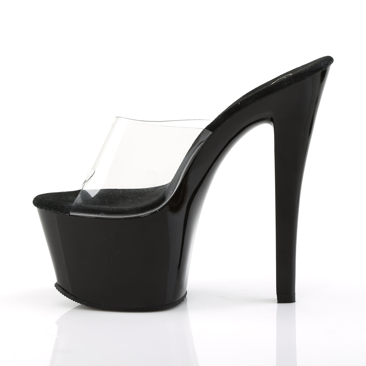 SKY-301 Pleaser Clear Black 7 Inch Pole Dancer Platform Shoes