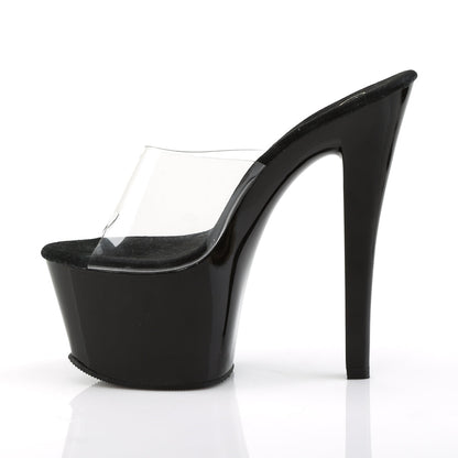 SKY-301 Pleaser Clear Black 7 Inch Pole Dancer Platform Shoes