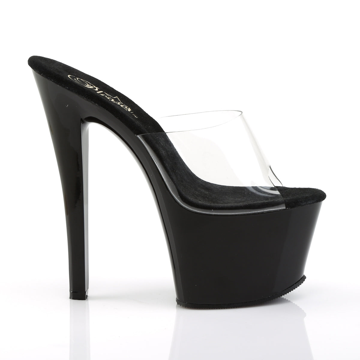 SKY-301 Pleaser Clear Black 7 Inch Pole Dancer Platform Shoes