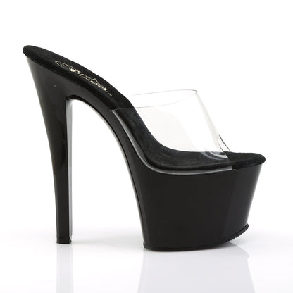 SKY-301 Pleaser Clear Black 7 Inch Pole Dancer Platform Shoes
