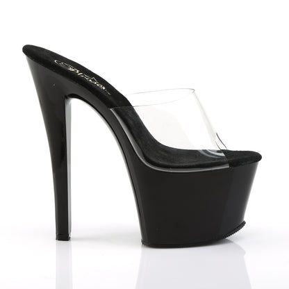 SKY-301 Pleaser Clear Black 7 Inch Pole Dancer Platform Shoes