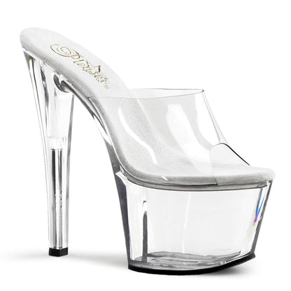 SKY-301 Pleasers 7 Inch Heel Clear Transparent Stripper Platforms High Heels