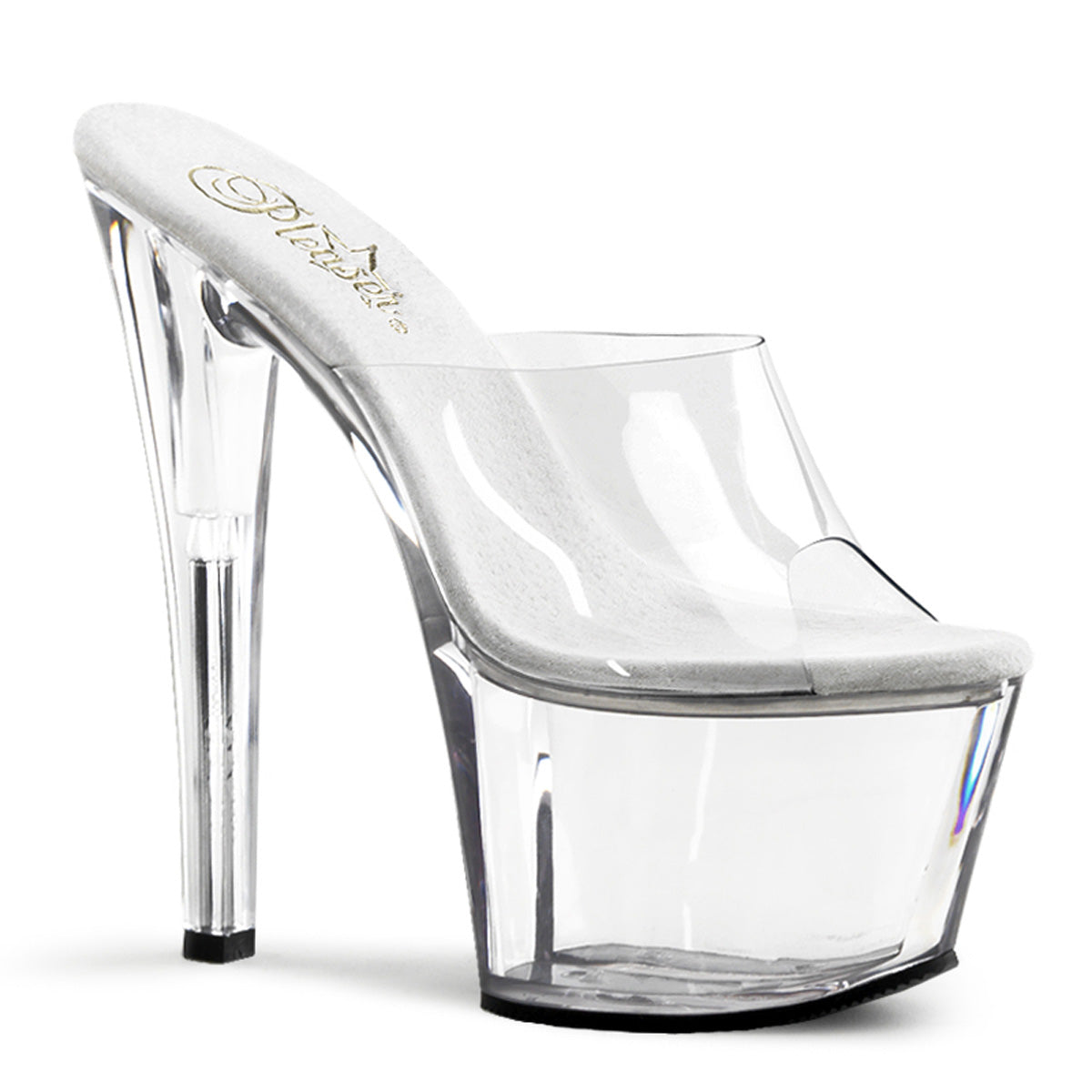 Pleaser SKY-301 Clear Platform Sandals - 7 Inch Heels