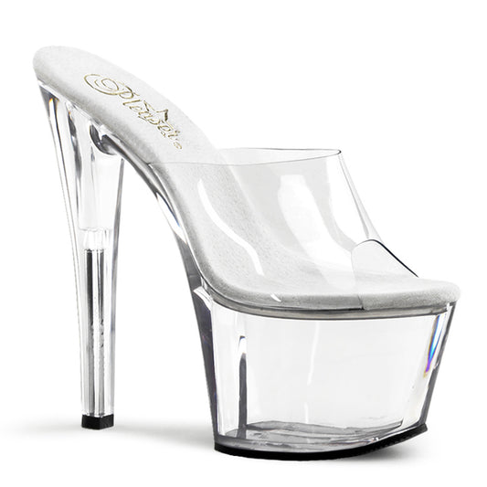 Pleaser SKY-301 Clear Platform Sandals - 7 Inch Heels