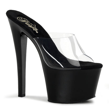 SKY-301 Pleaser Clear Black 7 Inch Pole Dancer Platform Shoes