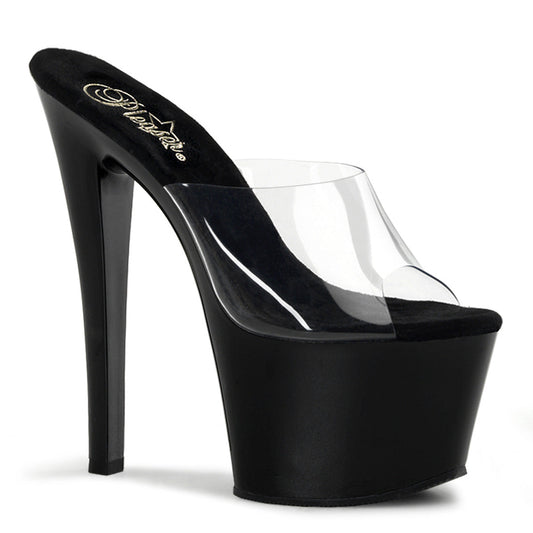 SKY-301 Pleaser Clear Black 7 Inch Pole Dancer Platform Shoes