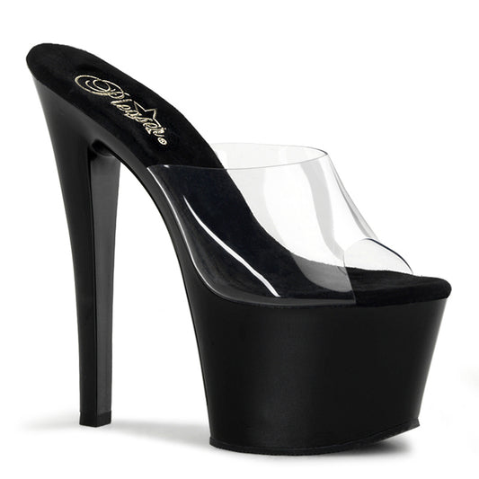 SKY-301 Pleaser Clear Black 7 Inch Pole Dancer Platform Shoes