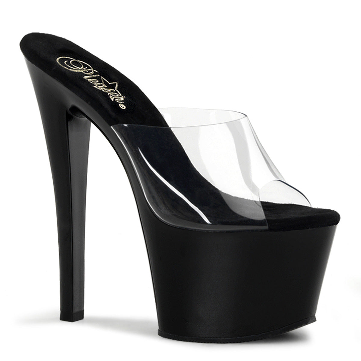 SKY-301 Pleaser Clear Black 7 Inch Pole Dancer Platform Shoes Clear Black