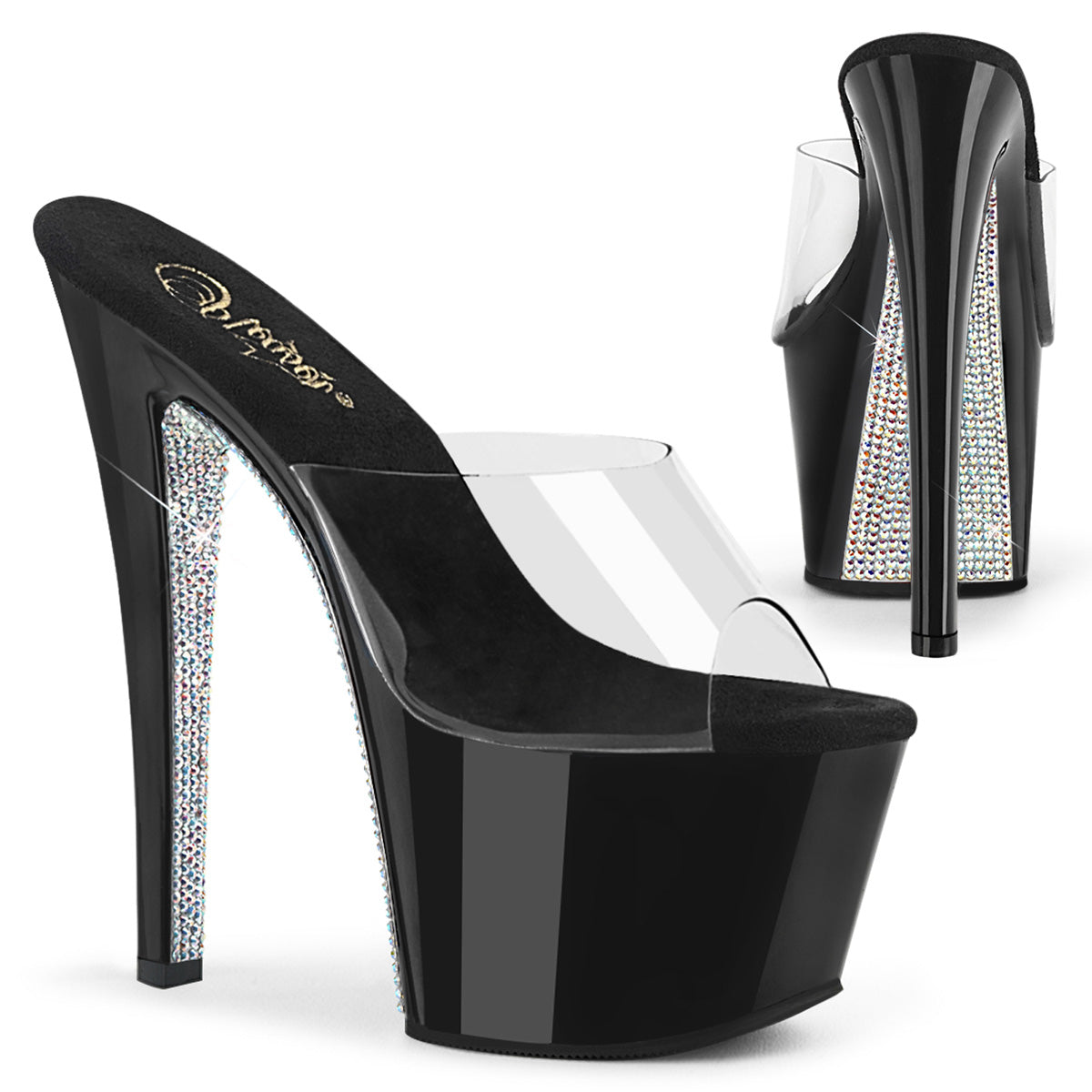 SKY-301CRS Pleaser Clear Silver 7 Inch Pole Dancer Platform Shoes