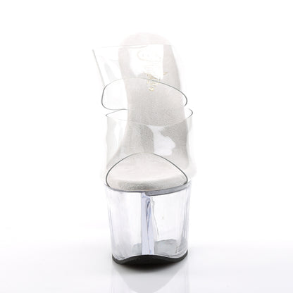 Pleaser SKY-302 Clear Platform Sandals - 7 Inch Heels