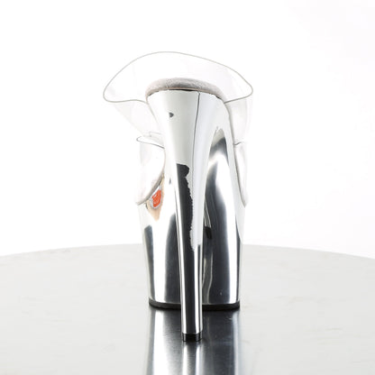 sky 302 pleaser sexy shoes 7 inch stiletto heel two band platforms slide slip on shoes white high heels