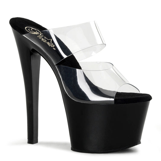 SKY-302 Pleaser Clear Black 7 Inch Exotic Dancing Platform Shoes