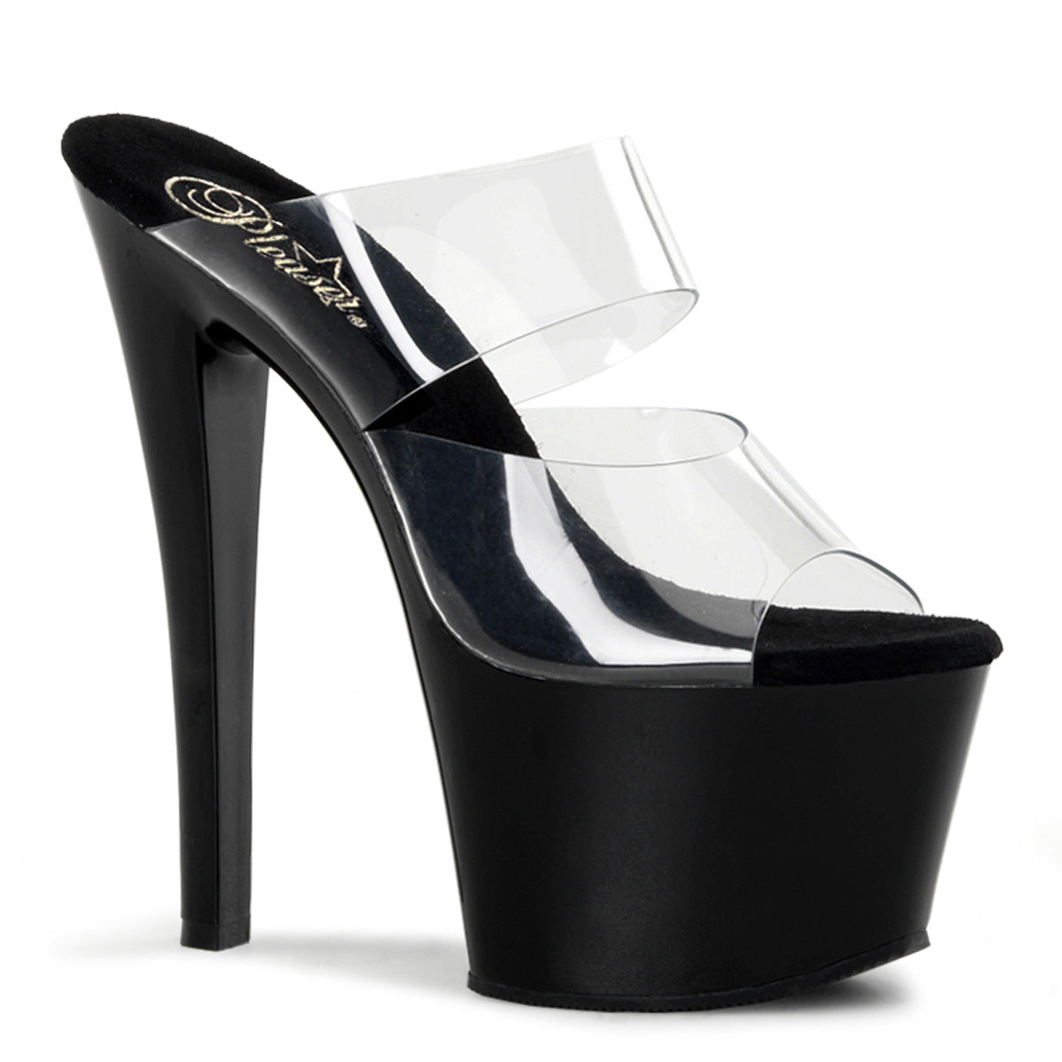 SKY-302 Pleaser Clear Black 7 Inch Exotic Dancing Platform Shoes Clear Black