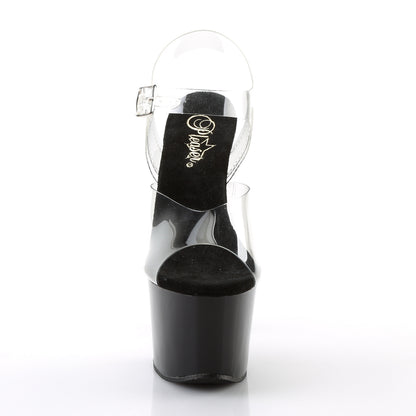 SKY-308 Pleaser Clear Black 7 Inch Pole Dancer Platform Shoes
