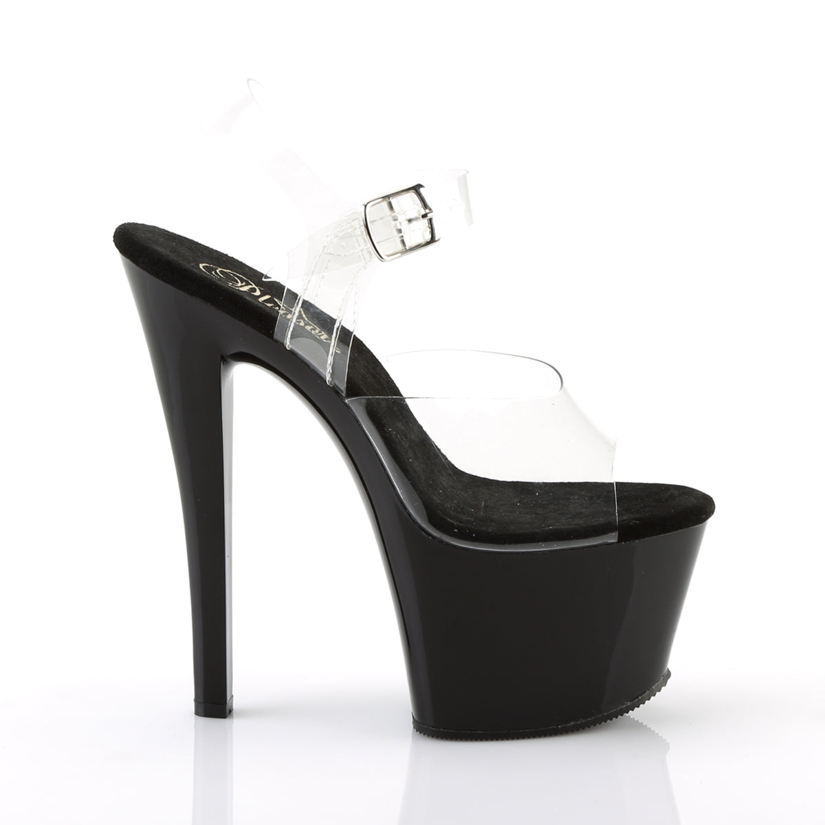 SKY-308 Pleaser Clear Black 7 Inch Pole Dancer Platform Shoes