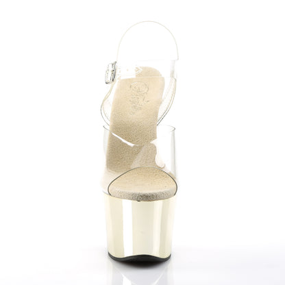 SKY-308 Pleaser Gold Chrome 7 Inch Pole Dancer Platform Shoes