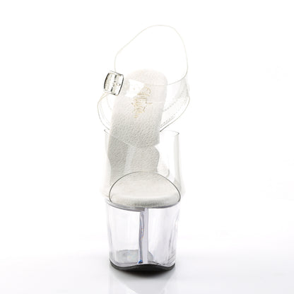 Pleaser SKY-308 Clear Platform Sandals - 7 Inch Heels