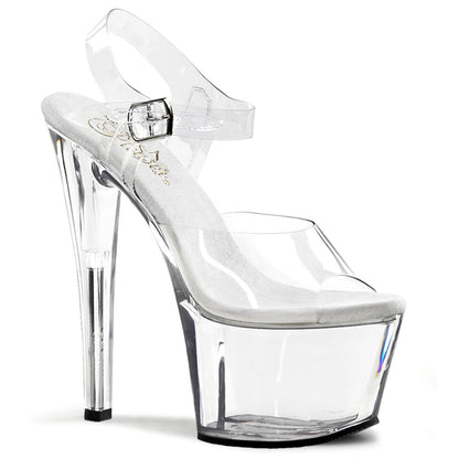 SKY-308 Pleasers 7 Inch Heel Clear Stripper Platforms High Heels