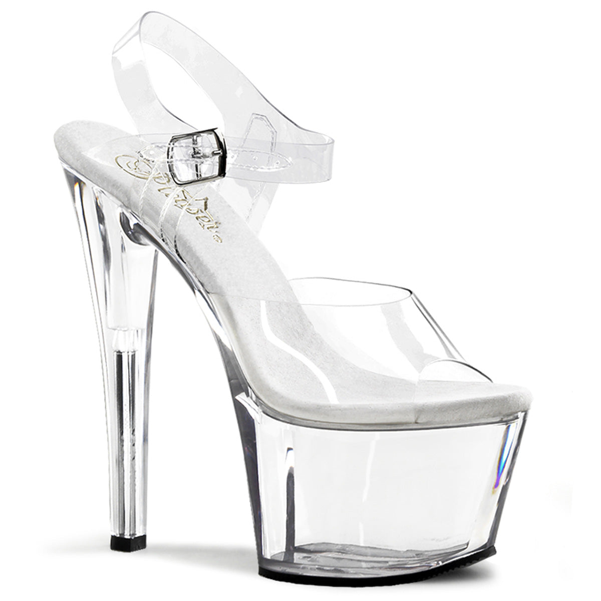 Pleaser SKY-308 Clear Platform Sandals - 7 Inch Heels