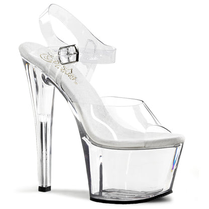 Pleaser SKY-308 Clear Platform Sandals - 7 Inch Heels