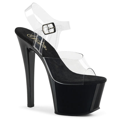 SKY-308 Pleaser Clear Black 7 Inch Pole Dancer Platform Shoes