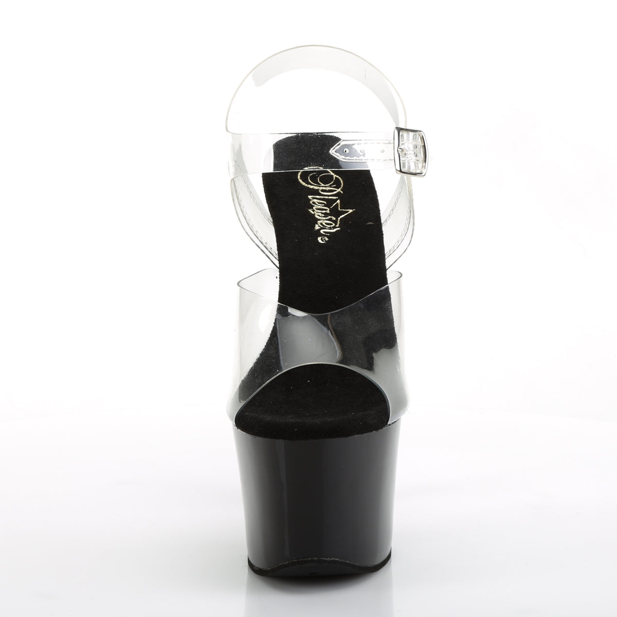 SKY-308CRS Pleaser Clear Black 7 Inch Pole Dancer Platform Shoes