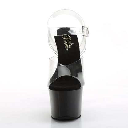 SKY-308CRS Pleaser Clear Black 7 Inch Pole Dancer Platform Shoes