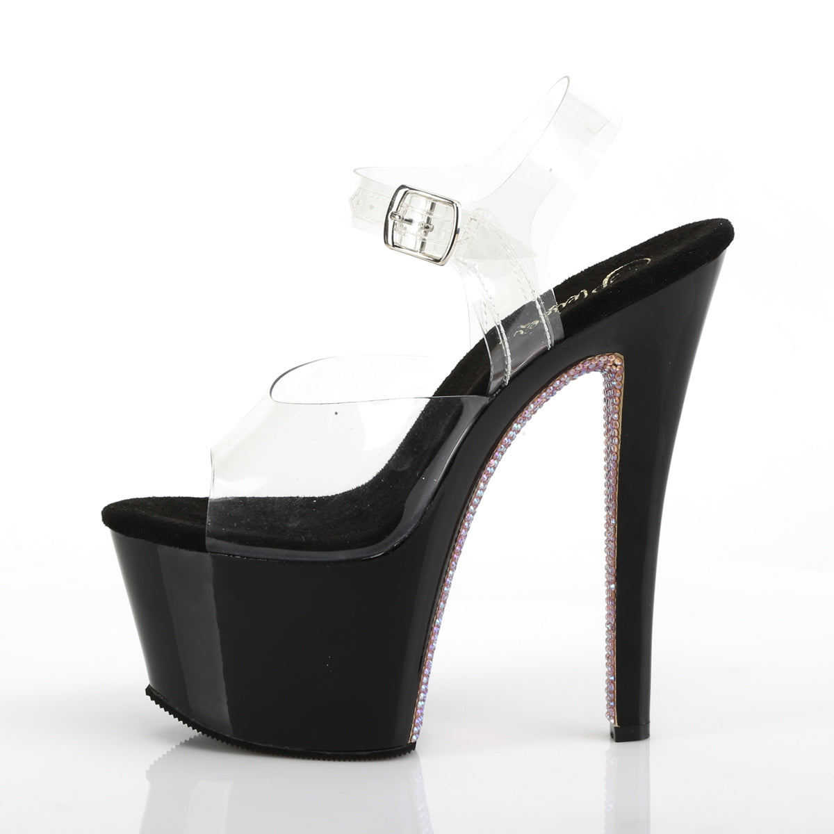 SKY-308CRS Pleaser Clear Black 7 Inch Pole Dancer Platform Shoes
