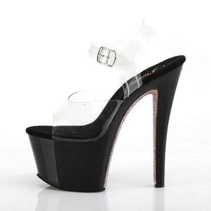 SKY-308CRS Pleaser Clear Black 7 Inch Pole Dancer Platform Shoes