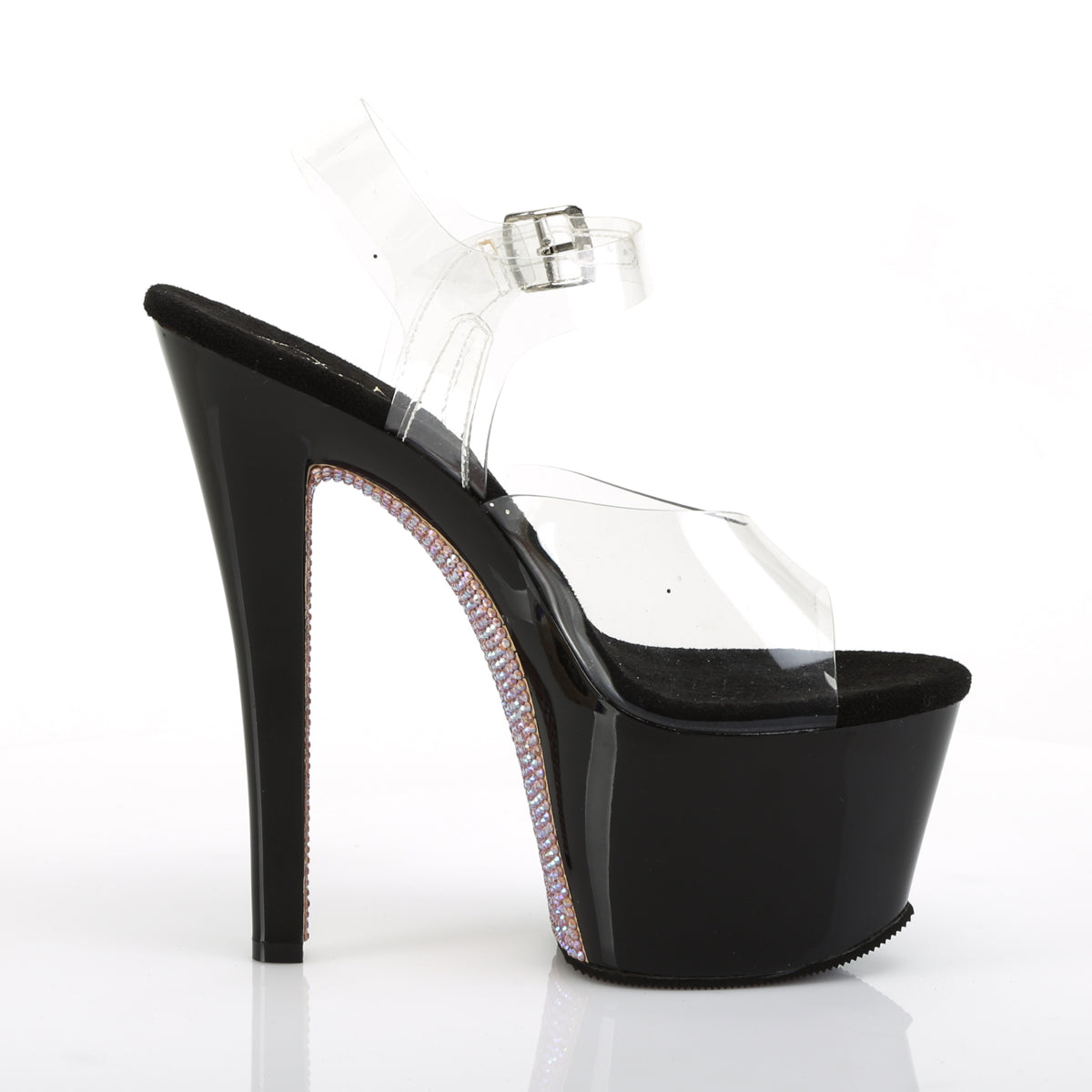 SKY-308CRS Pleaser Clear Black 7 Inch Pole Dancer Platform Shoes