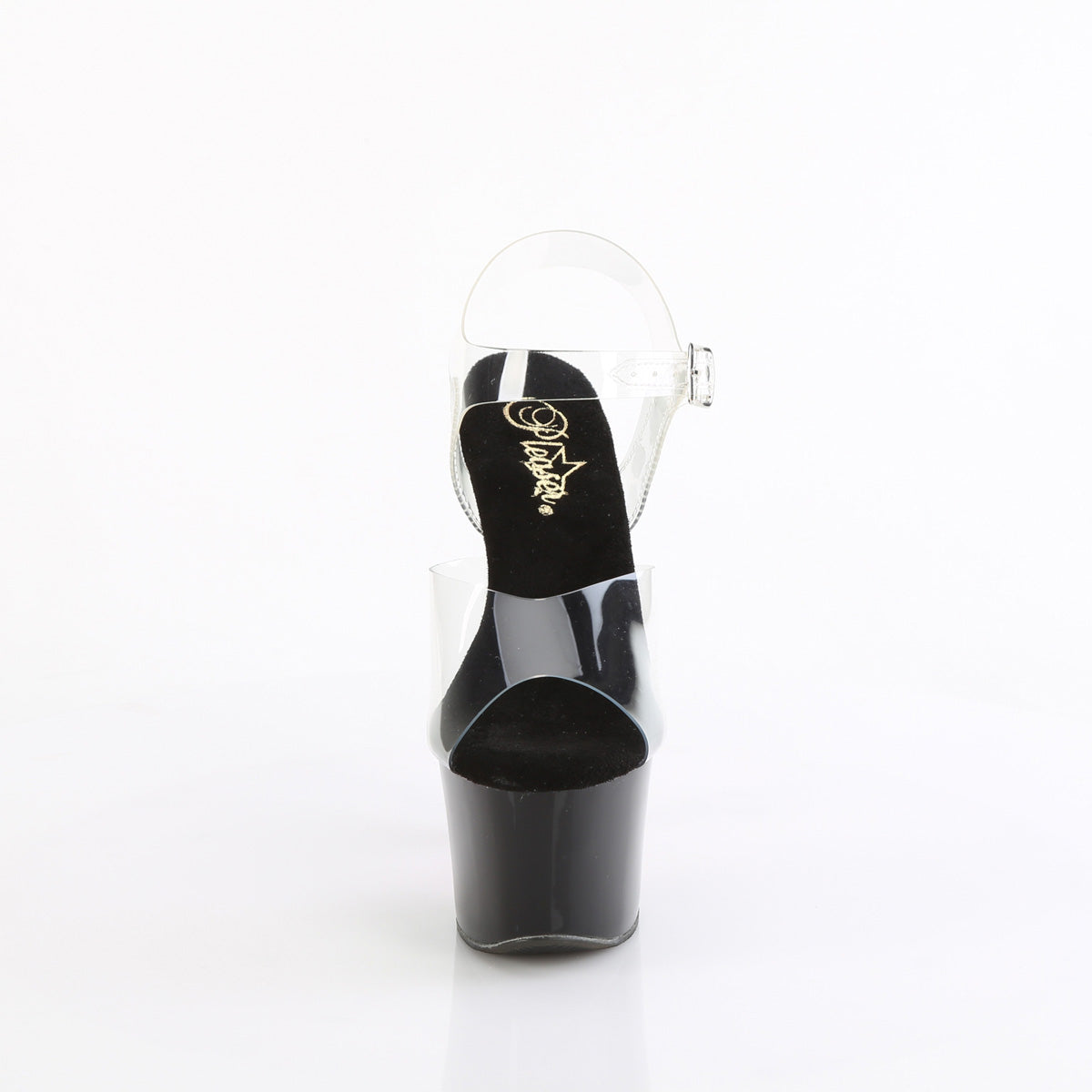 SKY-308CRS Pleaser Clear Black 7 Inch Lap Dancer Platform Shoes