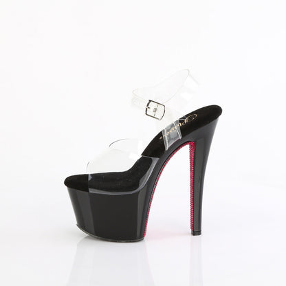 SKY-308CRS Pleaser Clear Black 7 Inch Lap Dancer Platform Shoes