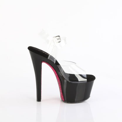 SKY-308CRS Pleaser Clear Black 7 Inch Lap Dancer Platform Shoes