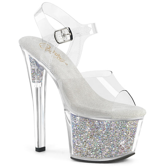 SKY-308RSI Pleaser Clear Bling 7 Inch Exotic Dancing Platform Shoes