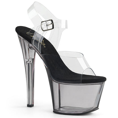 SKY-308T Pleaser Clear Smoke 7 Inch Platform Pole Platform Shoes Clear Smoke Tinted